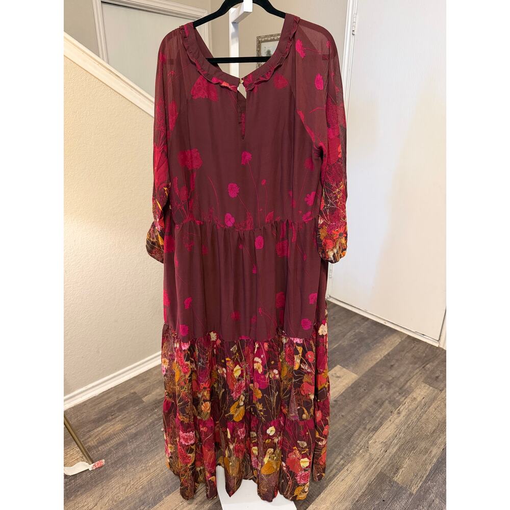 AMA York Collection Maxi Floral Burgundy Dress 22/24 NWT - Picture 2 of 4
